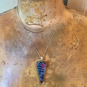 Vintage 90’s Italian Glass Sterling Silver Pendant